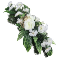 Detail - Aranžmán betón s karafiátmi a ružou 80x30cm Aranžmán betón s karafiátmi a ružou 80x30cm