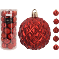 Súprava vianočných gúľ 6cm 35ks RED
