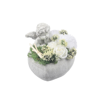 Aranžmán črepník srdce s anjelom 20x19x16cm