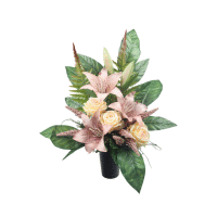 Detail - Kytica na hrob - ľalia, ruže a doplnky 48x55cm Kytica na hrob - ľalia, ruže a doplnky 48x55cm