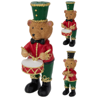 Detail - Dekorácia Macko s bubnami/trúbkou 17,5cm 2 druhy Dekorácia Macko s bubnami/trúbkou 17,5cm 2 druhy