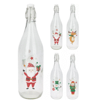 Fľaša 1L s patentovaým uzáverom XMAS 4 druhy