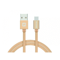 Dátový kábel textile USB / USB-C 1.2 M zlatý SWISSTEN