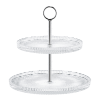 Dvojposchodová servírovacia tácka so striebornou rukoväťou Curly 19 / 24 cm AMBITION