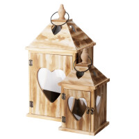 Lampáš drevený 14x14x29,5 cm HEART