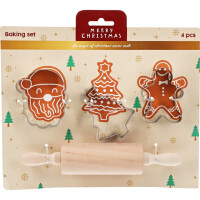 Vykrajovačky set 3ks + drevený valček 20cm